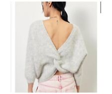 Ba&sh Fill Knot Twist Back Angora Blend Light Gray Sweater Size 1 US 6