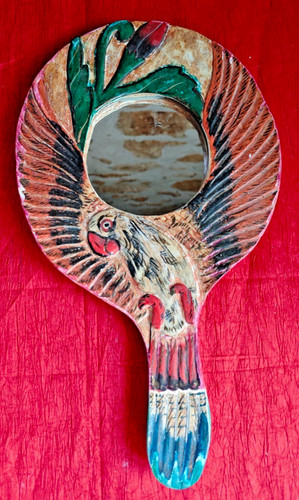 Miroir main ancien sculpté - miroir,
