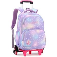 Cartable à Roulettes - GarçonFille - Mauve - Multifonction- Amovible - Collège
