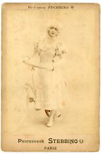PHOTO CABINET Professor STEBBING Paris, model wig dress bicycle old LOOK