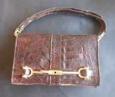sac  vintage  croco et cuir