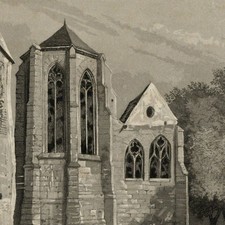 Vue de Saint Jean de Latran - Deroy Berthoud Gravure Aquatinte originale XIXe