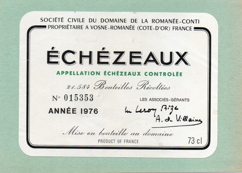 Etiquette echezeaux 1976 - etiquette,