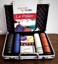 POKER CASE 200 CHIPS 2 GAMES CARD BUTTONS DEALER KEYS & MANUAL