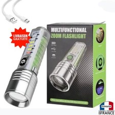 Lampe torche à main de poche rechargeable sur USB puissante forte Leds zoom UV