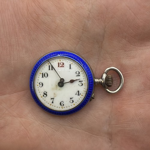 Vtg blue guilloche enamel - vtg,