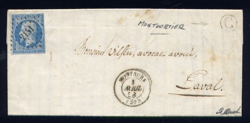 Rare lettre montourtier par - lettre, de