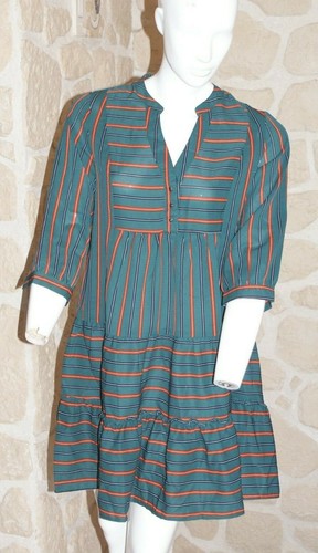 Robe verte orange neuve - et,