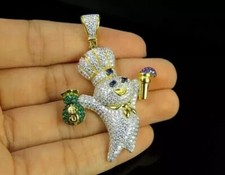 3.00Ct Lab Created Diamond Hip Hop Cartoon Pendant Men's 14K Yellow Gold Plated