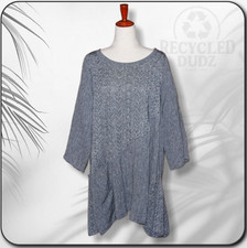TRANSPARENTE Women's O/S Linen Blend Lagenlook Tunic Gray Made in Germany