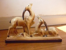 ANTIQUE SCULPTURE Art Deco Ceramic  ""ANTELOPES"" LEMANCEAU-