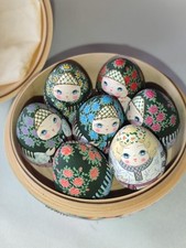 RUSSIAN MATRYOSHKA DOLL HAND PAINTED + HER 7 SMALL DOLLS INSIDE 1995