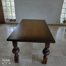 TABLE STYLE RENAISSANCE FLAMANDE CHÊNE MASSIF & 6 CHAISES + BANQUETTE