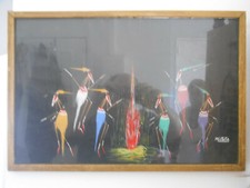 60's African painting signed vintage old