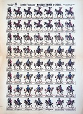 FRENCH ARMY - HORSE MUSKETEERS, BLACK and GREY - 19th century color board