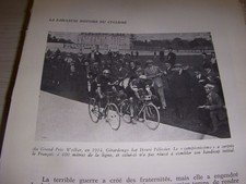 CYCLISME COUPURE LIVRE F288 GP WOLBER 1914 1er GIRARDENGO 2ème Henri PELISSIER