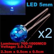 Lot de 2 LED bleu 5 mm diode