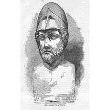 PERICLES AN Antique Bust - Antique Print 1851