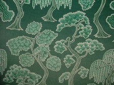 Japonais Japonica Oriental Arbre Vert Velours Tissu Rideau Tapisserie Coussin