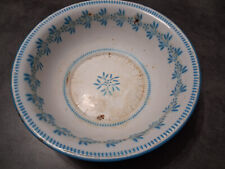 Antique Vintage Blue Pattern Enamelled Sheet Metal Basin, Bowl