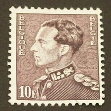 Timbre Belgique 10F Poortman 1968 Léopold III Liliac Brown État Neuf