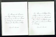 Announcing Marriage - Marie Thérèse d'Ailly & Viscount of Murat de Lestang -1886
