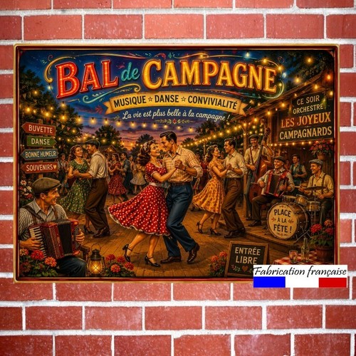 Plaque métal vintage bal - vintage,