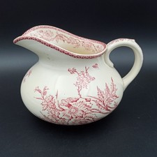 BROC DE TOILETTE EN FAÏENCE Décor De Fleurs Roses Terre De Fer 