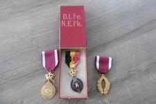 lot 3 antique Belgian medals skilled work morality palm NO military