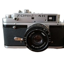 Zorki 4K USSR Rangefinder Camera w/ Industar-50 50mm f/3.5 Lens + Case | Vintage