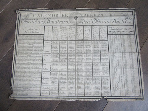 Calendrier perpetuel 18ème - calendrier,