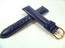 BRACELET DE MONTRE BLEU 19mm BRACELET LÉZARD GAUFRÉ BRACELET DE MONTRE CUIR...