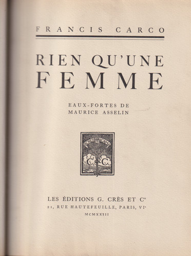 Francis carco rien - carco, qu'une