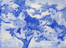 Abstract Tree Painting Blue White Nature Abstract Free Landscape Overseas 