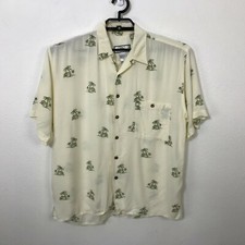 Chia Mare Hawaiian Shirt Size L Rayon Multicolor Palm Trees Huts Short Sleeve