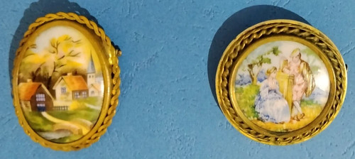 Broches anciennes porcelaine - broches,