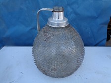 Ancienne grande bonbonne dame jeanne 5L en verre grillagé bistrot vintage Savoie