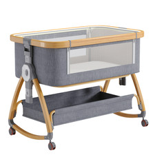 Lit bébé 5 en 1 avec hauteur réglable, fonction berceau et panier de rangement