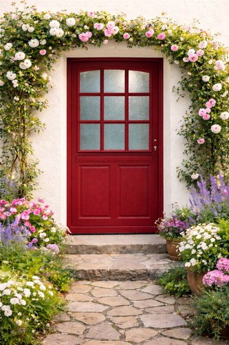 Porte entrée bois - porte, vitrée