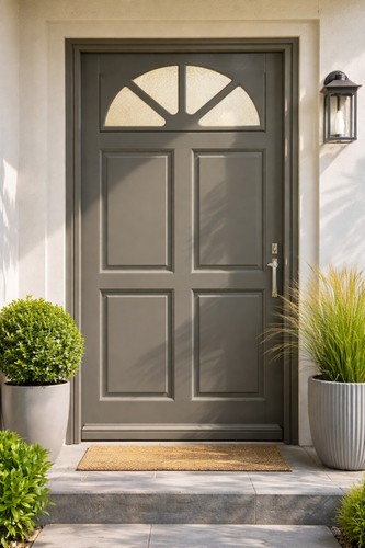 Porte entrée bois vitrée - bois,