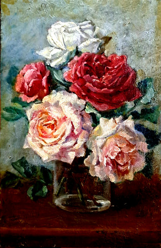 Ancien tableau huile - tableau, sur