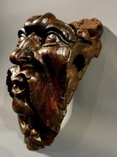 Statue tete de  l'Homme vert chene 18eme XIIIeme bois  18th Greenman sculpture 