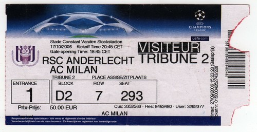 Ticket rsc anderlecht ac - -,