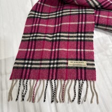 Pink Plaid Burberry Nova Check 100% LambsWool Winter Neck Scarf 52x10 Inches