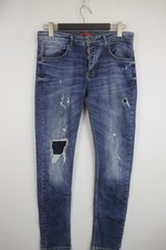 Dsquared2 Blue Denim Distressed Red Tab 5-Pocket Design Straight Leg Biker Jeans
