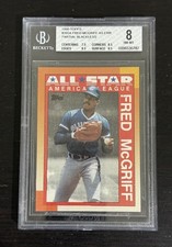 1990 Topps #385 Fred McGriff BGS 8 PARTIAL BLACKLESS ERROR Graded M460