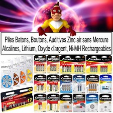 Piles LR06 LR03 LR14 LR20 6LR61 3LR12 ... ( Alcaline, Lithium ou Rechargeables )