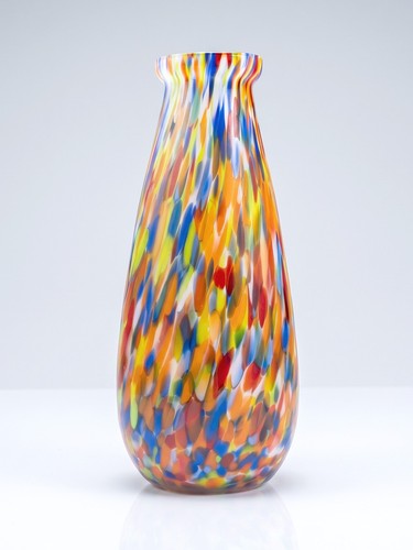 Vase ancien verre jaspé - en,