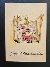 Spirou Jijé Franquin CP ADS carte postale Joyeux Anniversaire rare et TTBE