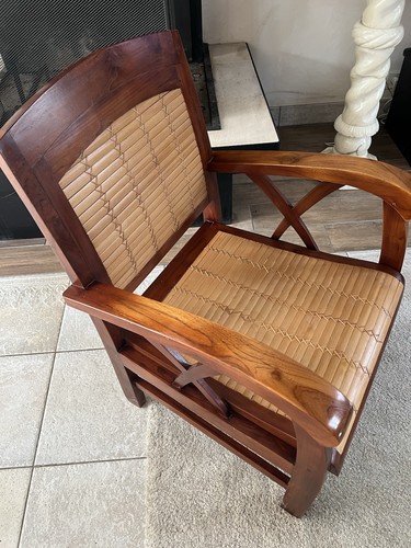 Fauteuil bois marron/beige